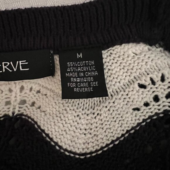 Cozy Crochet Open Long Cardigan Navy And White Women’s Medium Retro Boho - Picture 5 of 10